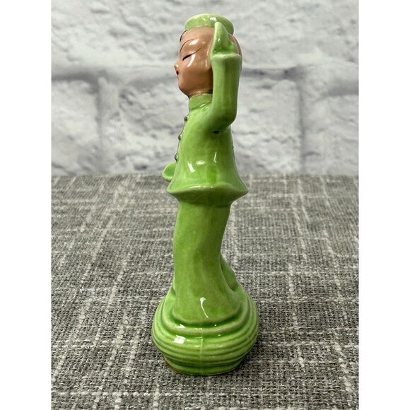 Vintage Asian Figurine‎ 1950s Mid Century Dancer Chartreuse Green 4.25" - Picture 2 of 8